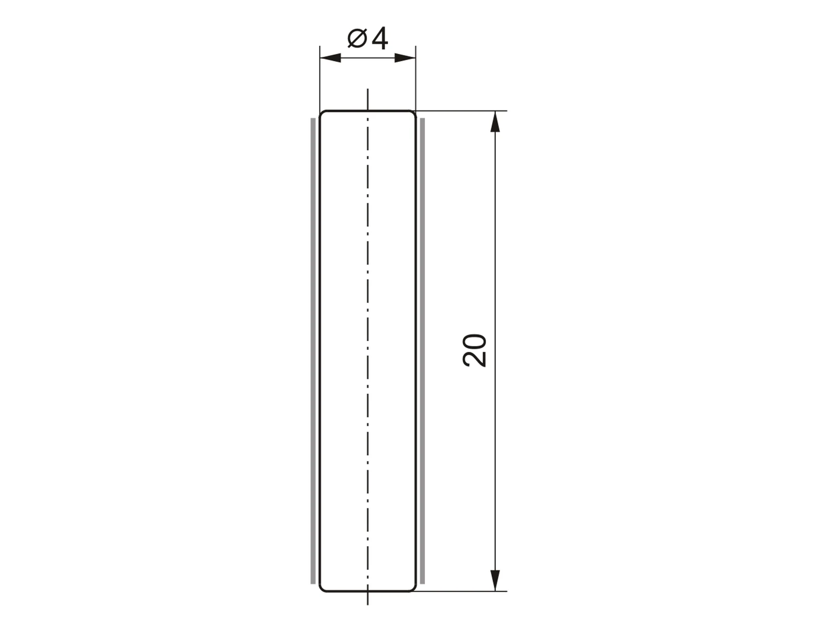 TF997-1109
BARMAG REF. 555518/5
99.7% ALUMINA · Guide Pin · Ø4 × 20